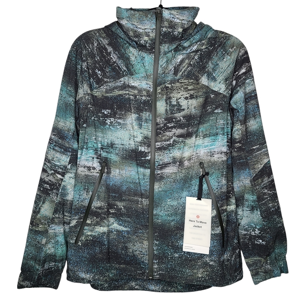 Lululemon Here To Move Jacket Azurite Dark Olive Multi W4BBMS Size 8 NWT
